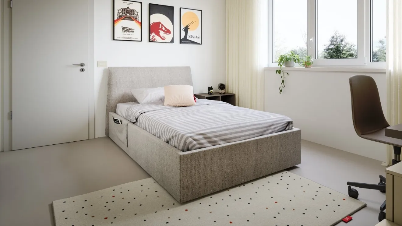 Letto singolo Flare con box contenitore di Nidi