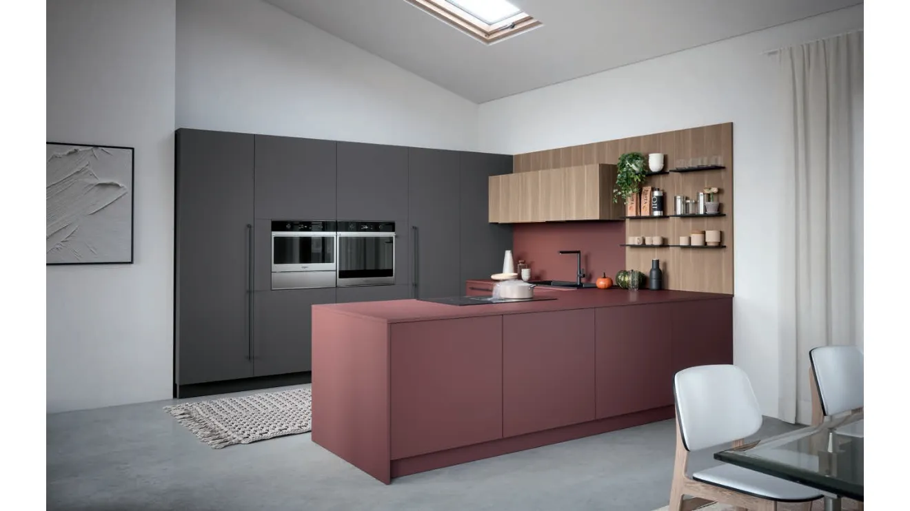 Cucina Moderna con penisola Colibrì Maniglia 02 di Forma Cucine