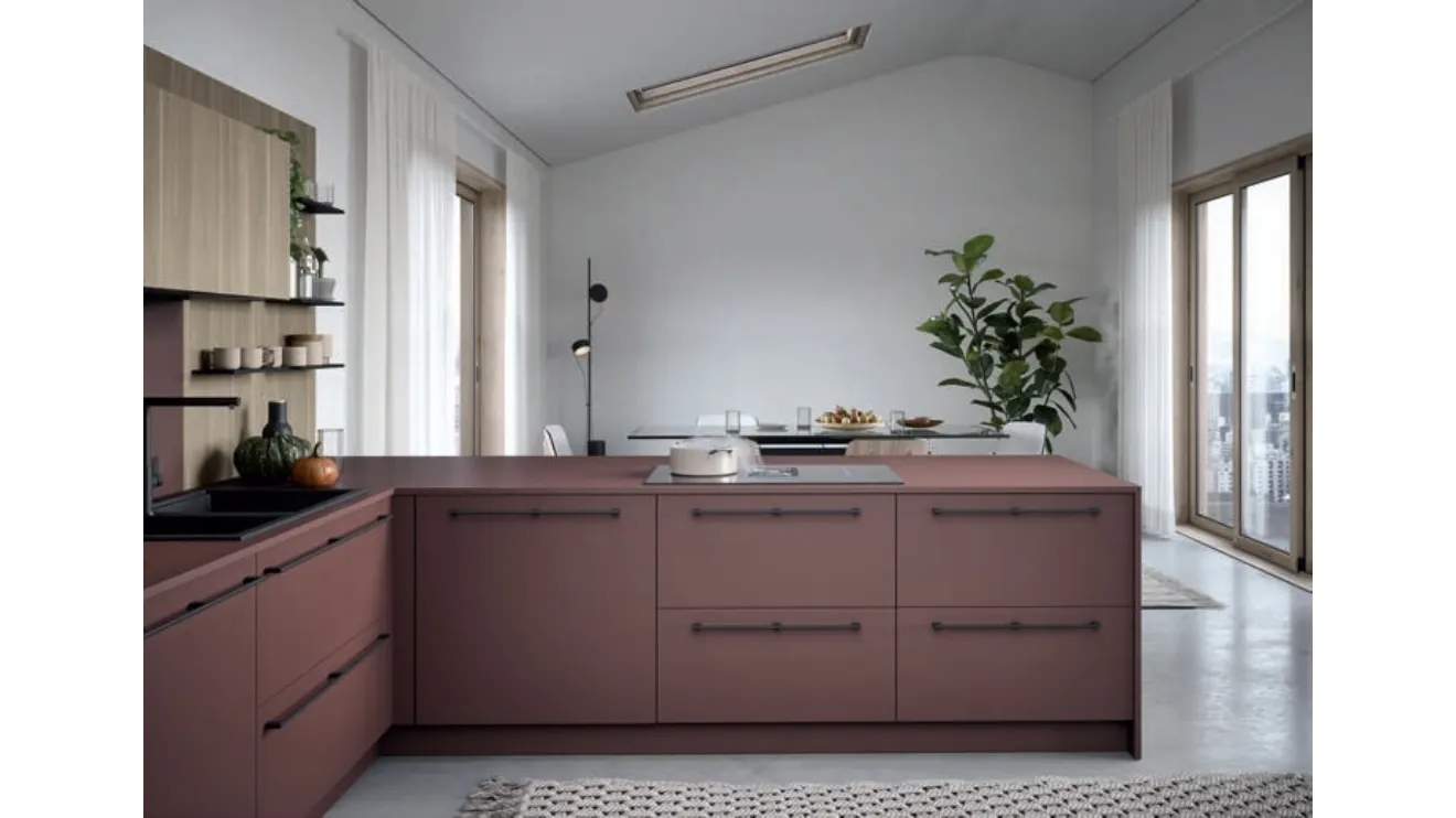 Cucina Moderna con penisola Colibrì Maniglia 02 di Forma Cucine